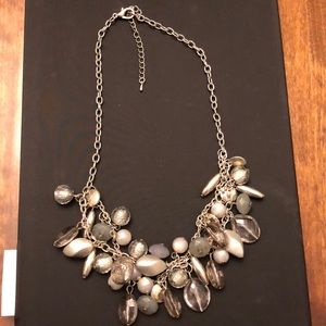 Multi beaded silver necklace
